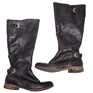 UGG Joss 1921 Chocolate Brown Leather Tall Riding Boots Womens 9 Buckle Tassel